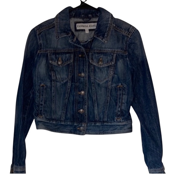 🌹EXPRESS DENIM CROP JEAN JACKET - Picture 1 of 5